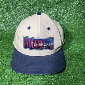 Vintage 90s Cleveland Indians Block Logo Athletic SnapBack Hat Baseball Cap